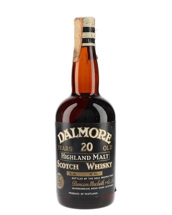 Dalmore 20 Year Old Bottled 1960s Brown Glass Black Label
