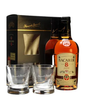 Bacardi 8 Year Old and 2 Glass Pack