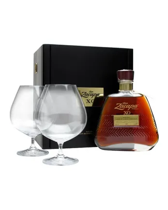Ron Zacapa Centenario XO Rum Wooden Box w Glasses